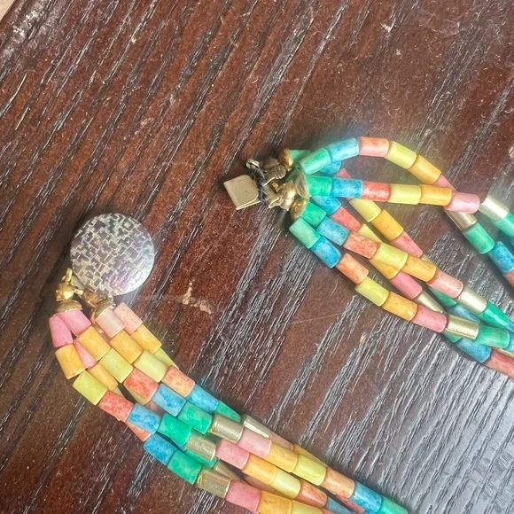 Vintage Multicolor Beaded Necklace - Picture 6 of 6